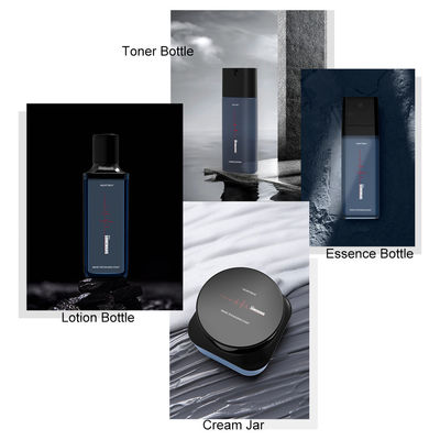 Bouteille bleue de pompe de lotion de conteneur d'emballage de soins de la peau 100ml de bouteille en plastique de luxe de la place PETG