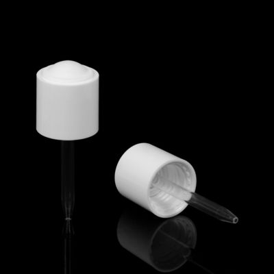 Chapeaux blancs de distribution de 20/410 compte-gouttes de capsule de compte-gouttes en plastique de nitriles pour l'huile essentielle