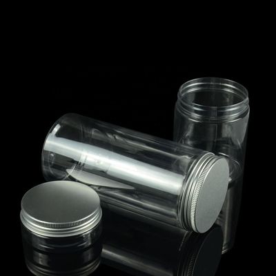 pots en plastique de stockage de nourriture de plastique de biscuit de pots d'ANIMAL FAMILIER en plastique du couvercle à visser 250g avec le chapeau en métal